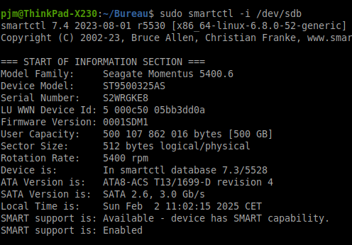 sudo apt-get install smartmontools